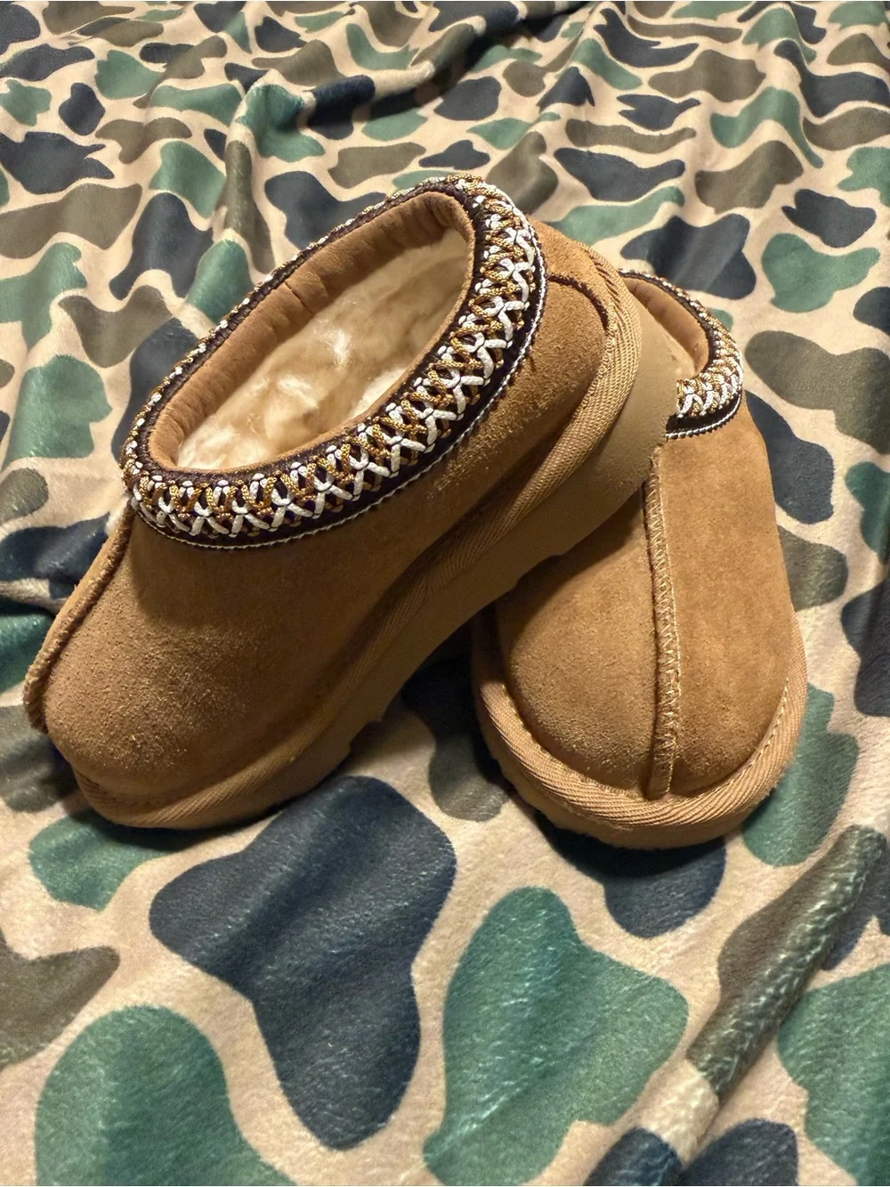 UGG Chestnut Suede Slip-On Shearling Clog